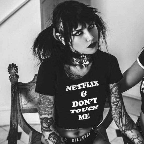 Killstar Tops - Killstar 'Netflix' crop tee